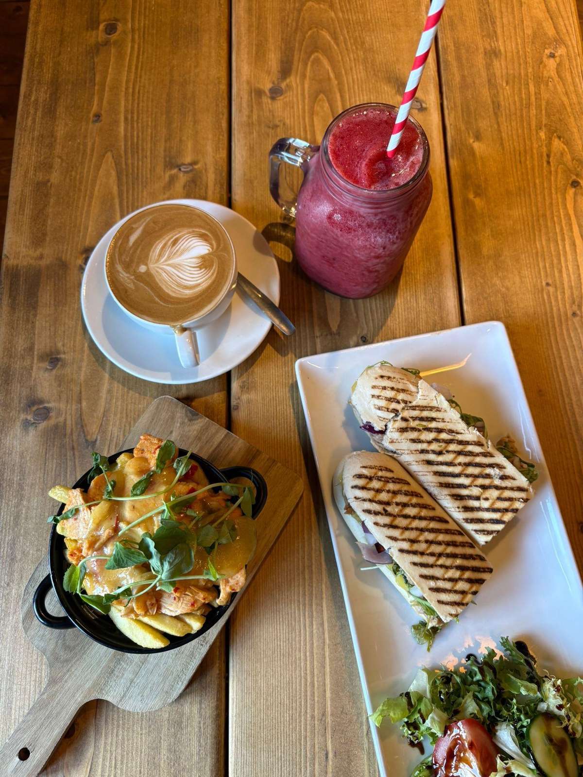 Lunch panini with smoothie and nachos at DRINC Coffee Bar Ramsbottom